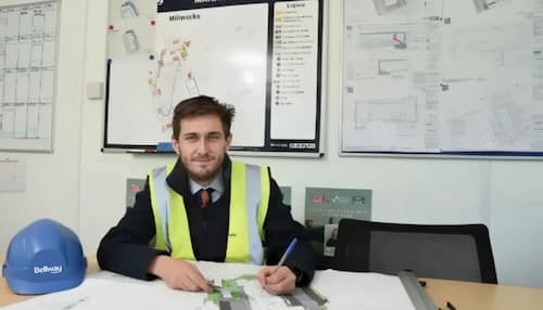 NVQ Level 6 construction health and safety manager at the office desk